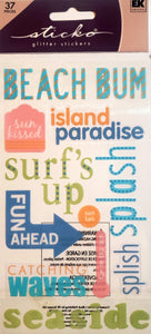 Sticko  - flat sticker sheets -  beach glitter words