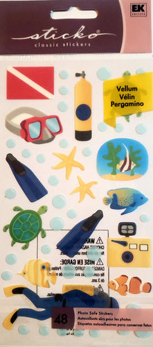 Sticko  - flat sticker sheets -  vellum scuba diving