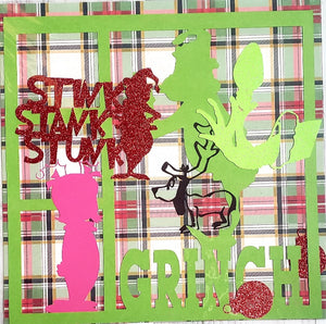 Grinch laser cut paper pack / die cuts  12"X12" - stink stank stunk kit