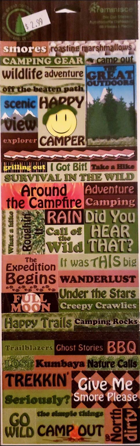 Reminisce -  cardstock sticker - the great outdoors words and sayings quotes