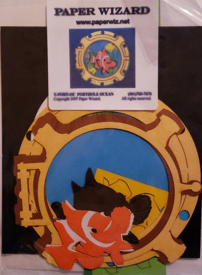 Paper wizard  - layered laser cut - clown fish porthole window scene