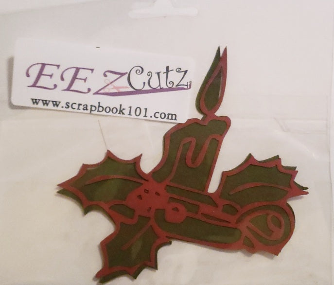 Eez cuts  - laser cut   - Christmas candle and Holly silhouette