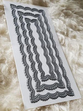 Load image into Gallery viewer, Gina Marie Metal cutting die -  Slimline Petite looped lace rectangle dies