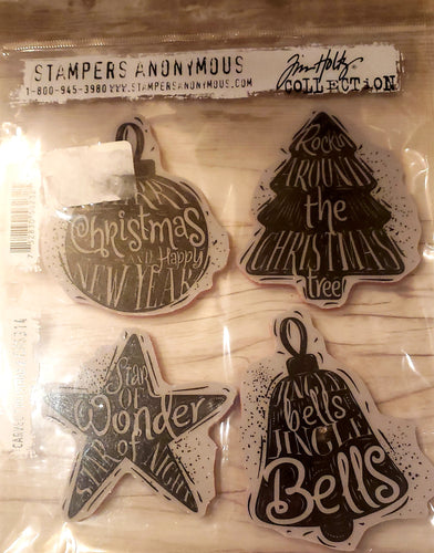 Stampers Anonymous Tim Holtz rubber cling stamp - unmounted - Carved Christmas 2