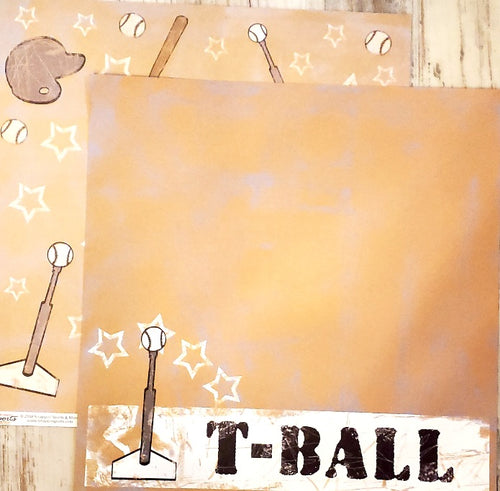 Scrappin' Sports and more - Junior sports league - T-ball star double sided paper 12 x 12