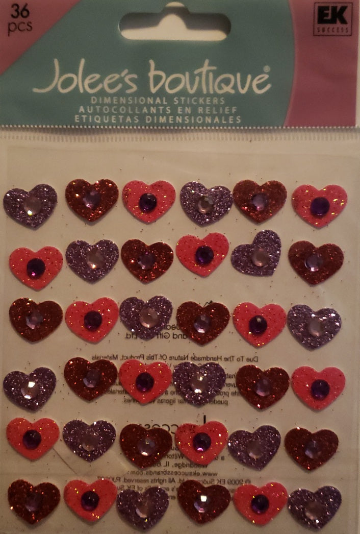 Jolee's Boutique Dimensional Sticker - tween gem hearts - small pack