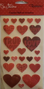 Reminisce rub ons sheet - be mine hearts