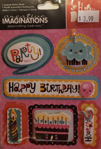 Creative Imaginations - dimensional stickers - Happy birthday bash layered stickers