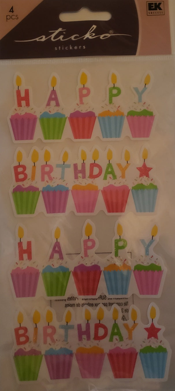 Sticko -  flat sticker sheet - birthday cakes