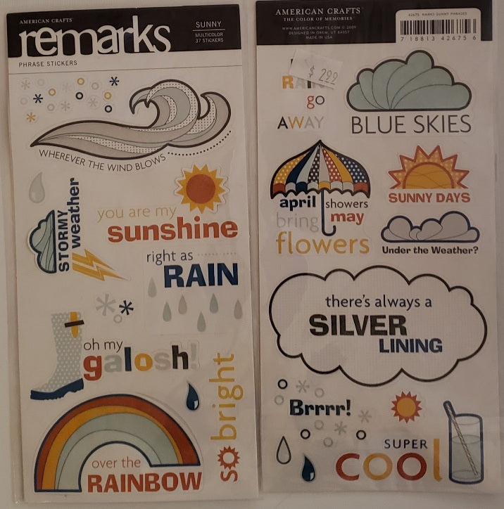 AC - American crafts - ReMarks sticker sheets - sunny