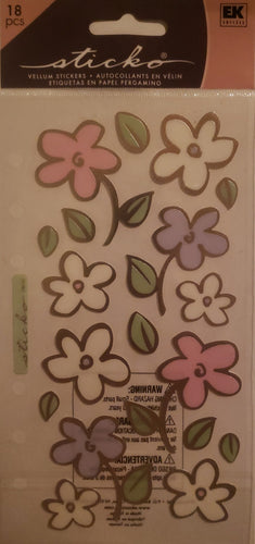 Sticko flat sticker sheet - vellum flower shower foil