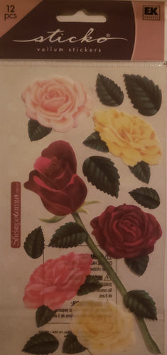 Sticko flat sticker sheet - vellum roses flower