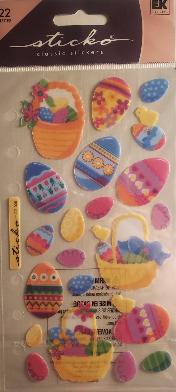 Sticko -  flat sticker sheet - spring seasonal Easter eggs