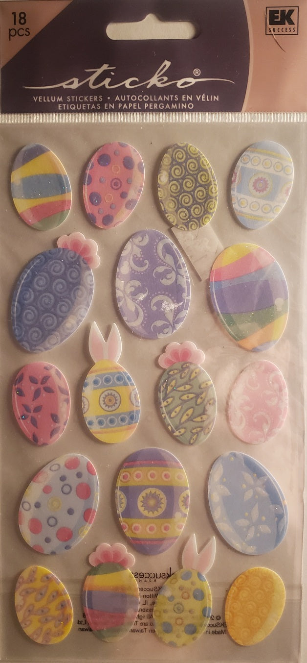 Sticko -  flat sticker sheet - multicolor Easter eggs glitter