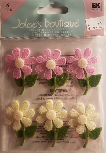 Jolee's Boutique Dimensional Sticker -  pink & cream daisies