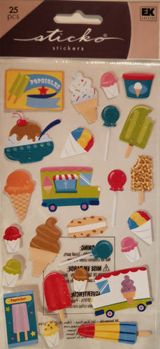 Sticko -  flat sticker sheet -  ice cream truck glitter