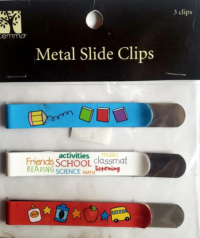 Stemma metal slide clips package -  school