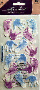 Sticko  - flat sticker sheets - baby boy footprints / handprints