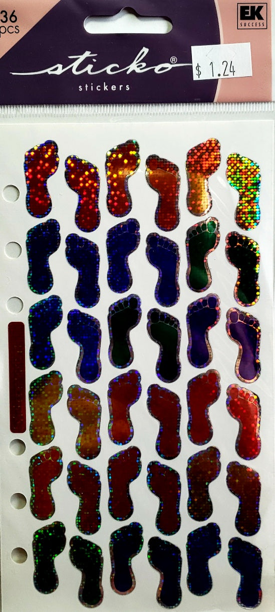 Sticko  - flat sticker sheets - Metallic primary footprints