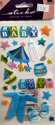 Sticko  - flat sticker sheets - baby boy vellum