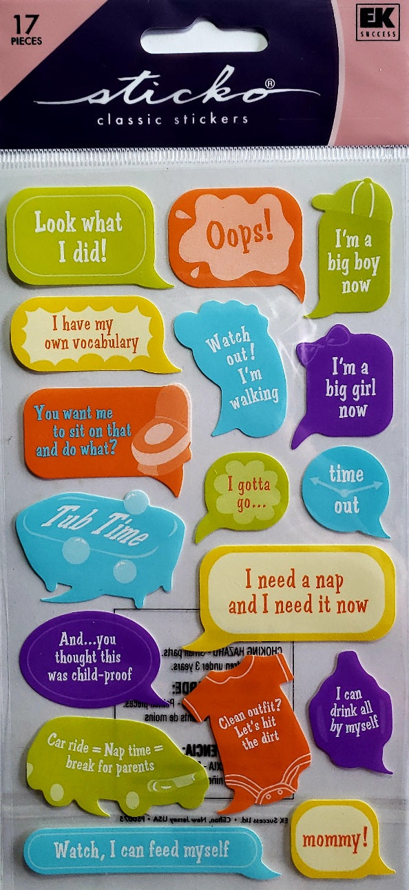 Sticko  - flat sticker sheets - adorable toddler captions