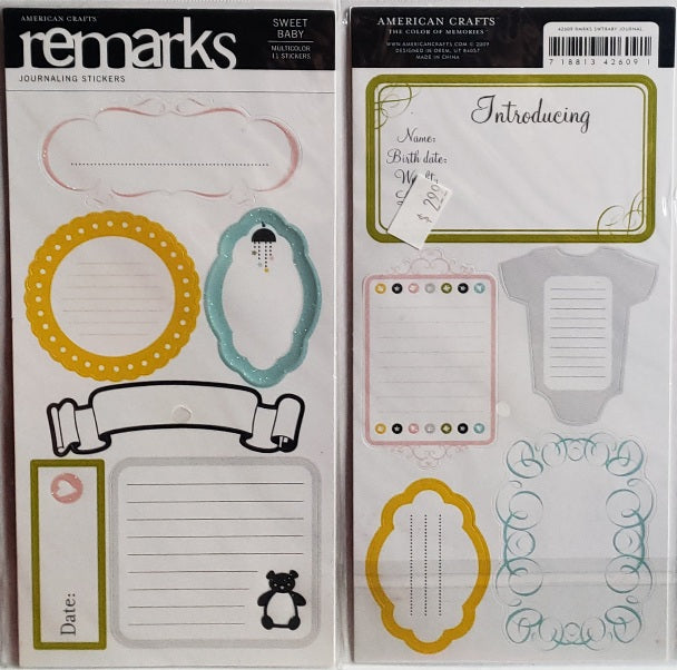 AC - American crafts - remarks stickers  - journaling sweet baby