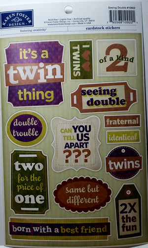 Karen Foster - cardstock sticker sheet - seeing double twins