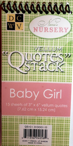 Die cuts with a view DCWV - quote stack book - baby girl vellum quote sayings stack