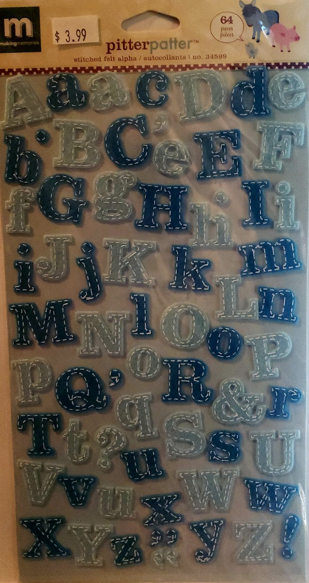 Making Memories -  dimensional sticker - oliver pitter patter felt alphabet blue