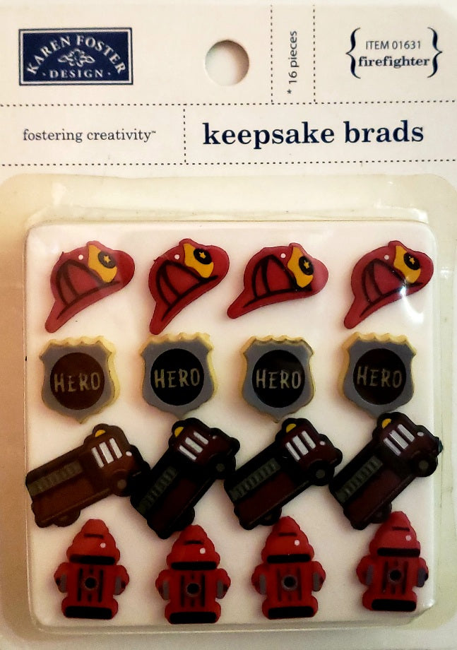 Karen Foster - keepsake brads - firefighter