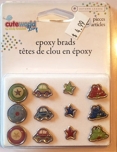 Autumn leaves -  epoxy brads -  cute world boy