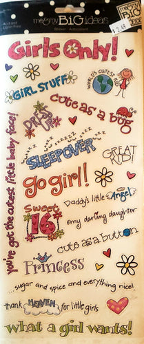 Me and my big ideas MAMBI - 1 sticker sheets - girls only sayings