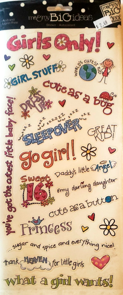 Me and my big ideas MAMBI - 1 sticker sheets - girls only sayings