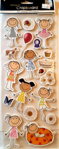 Me and my big ideas MAMBI -  dimensional chipboard sticker sheets - a kid like me girls