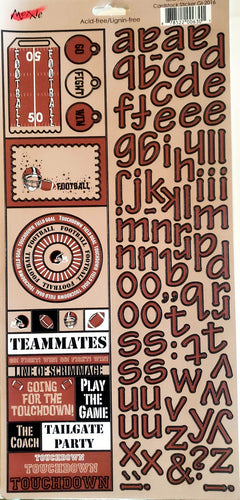 Moxxie - cardstock sticker sheet - football grid iron alphabet