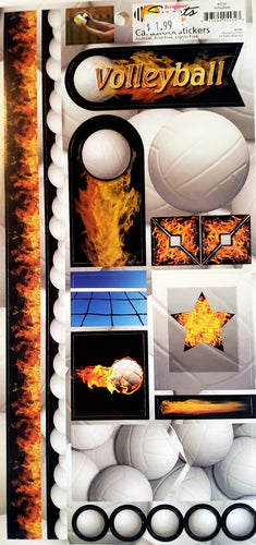 Scrappin' sports - cardstock stickers - sports on fire - volleyball