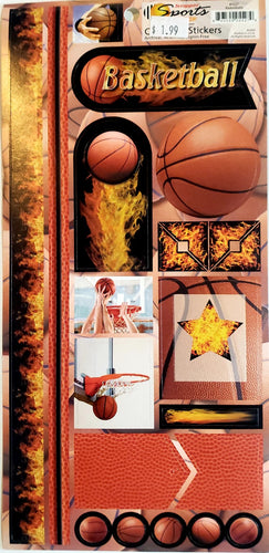 Scrappin' sports - cardstock stickers - sports on fire - basketball