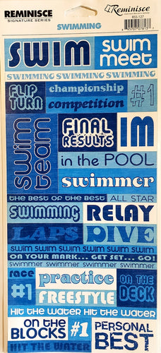 Reminisce -  cardstock sticker -  swimming words