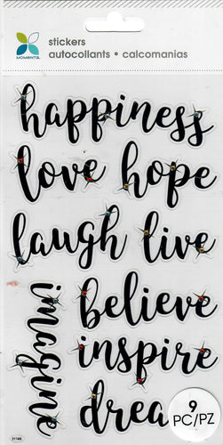 Inspiration - Momenta flat stickers - Inspiration words in black with Jewels