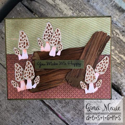 Gina Marie Metal cutting die - Weathered Log & Mushroom